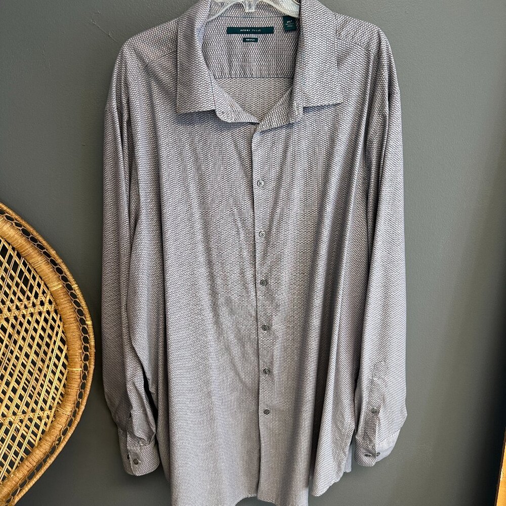 Perry Ellis‎ Mens Non Iron 100% Cotton Geometric Button Down Shirt Size 3XLT